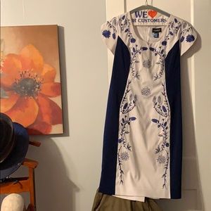 Blue and white floral dress